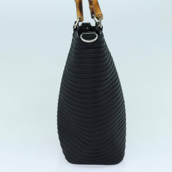 GUCCI Bamboo Hand Bag Canvas 2way Black Gold - Picture 3 of 15